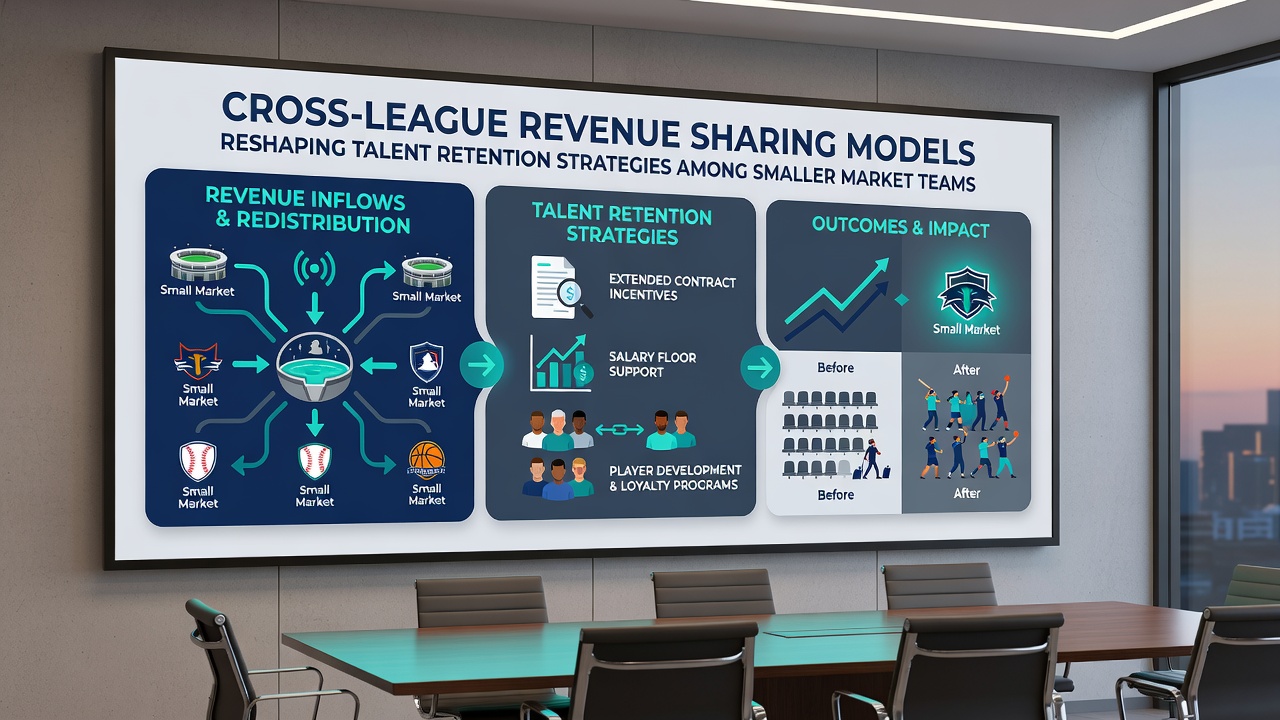 Baseball executives reviewing revenue reports and player contract options in a front office setting