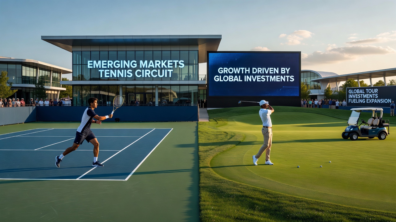 Investors from emerging markets attend a professional tennis tournament in Asia, highlighting capital inflows into global sports circuits