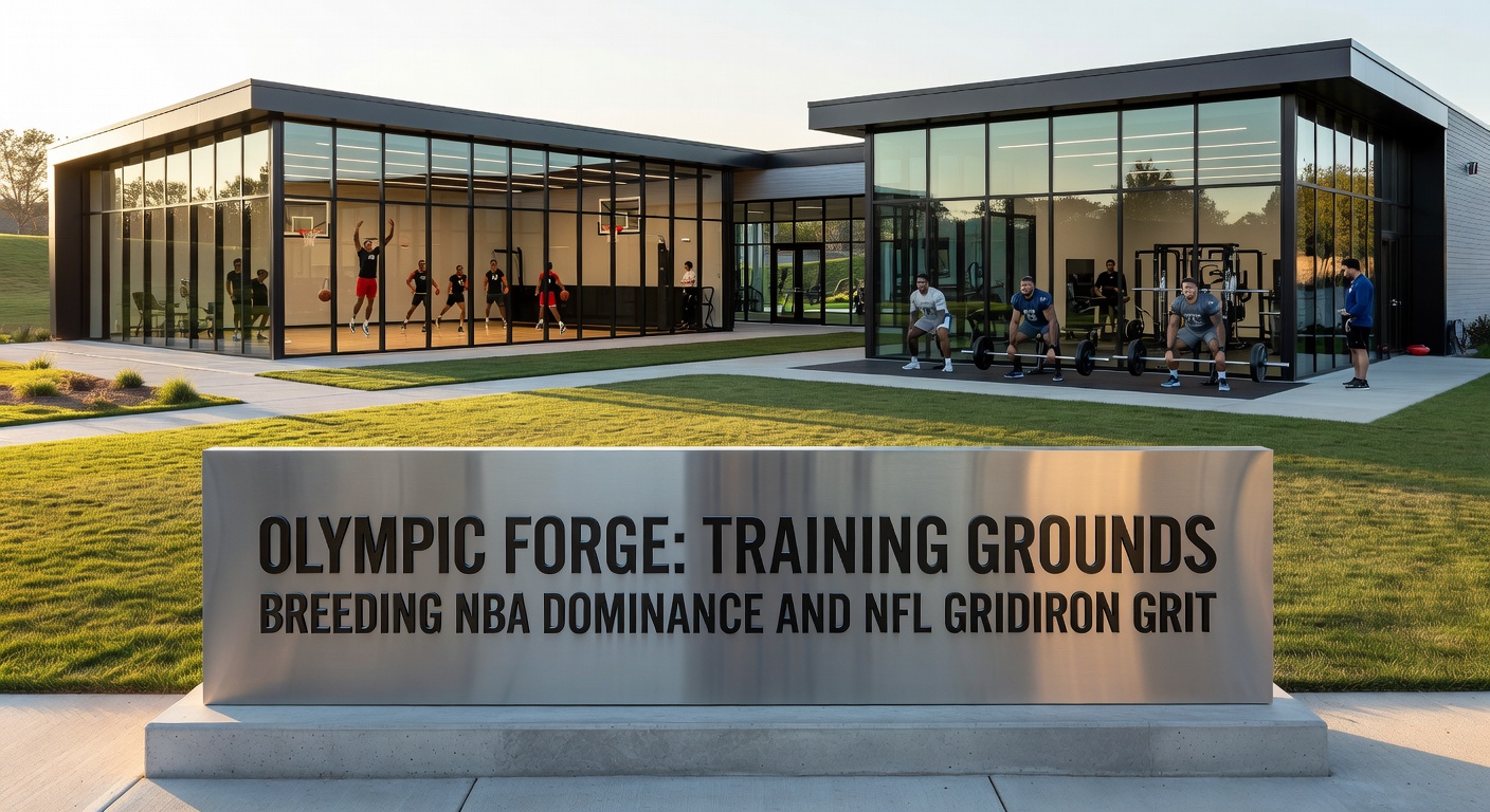 NFL prospects colliding in a tackling drill at Olympic Forge, with coaches providing feedback