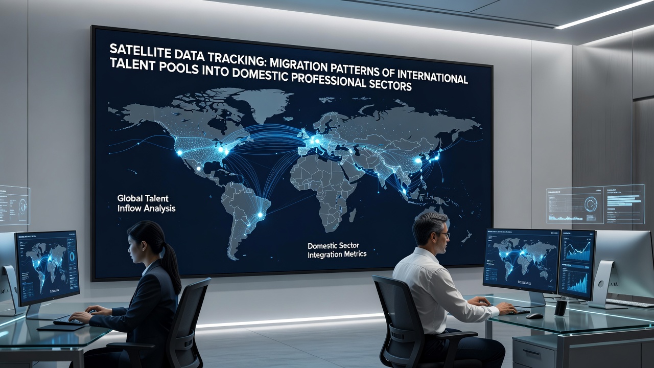 Data visualization dashboard displaying talent migration heat maps across continents