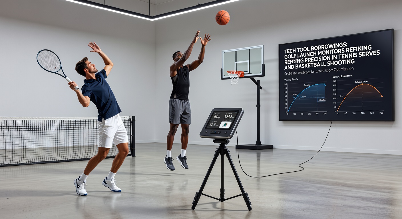 Basketball player using adapted launch monitor technology to analyze shooting mechanics during practice